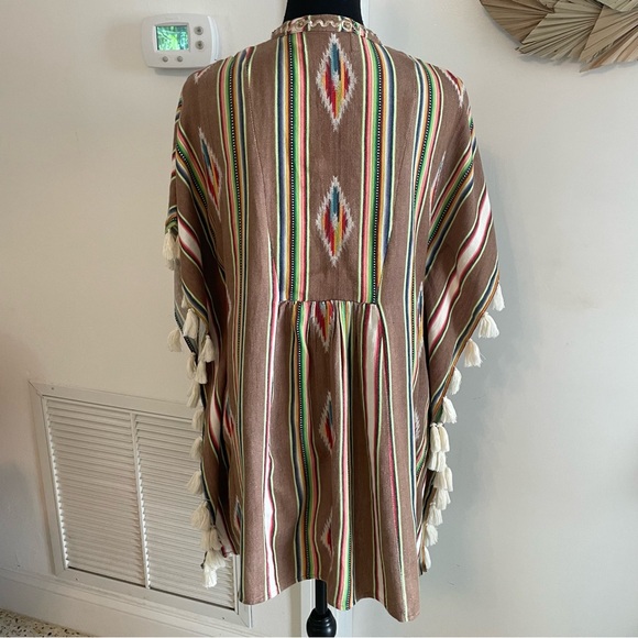 Miss June Paris Southwest Stripe Embroidered Poncho Top or Mini Dress Excel. Md - Picture 7 of 13